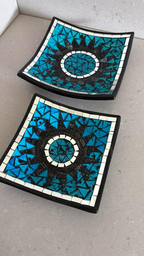Mozaïek Schalen Set - Handgemaakt, Huis en Inrichting, Woonaccessoires | Schalen en Manden, Zo goed als nieuw, Schaal, Vierkant