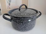 Vintage Wolken Emaille Pan met Deksel - Grijs, Ophalen of Verzenden, Gebruikt, Overige materialen, Kookpan of Snelkookpan