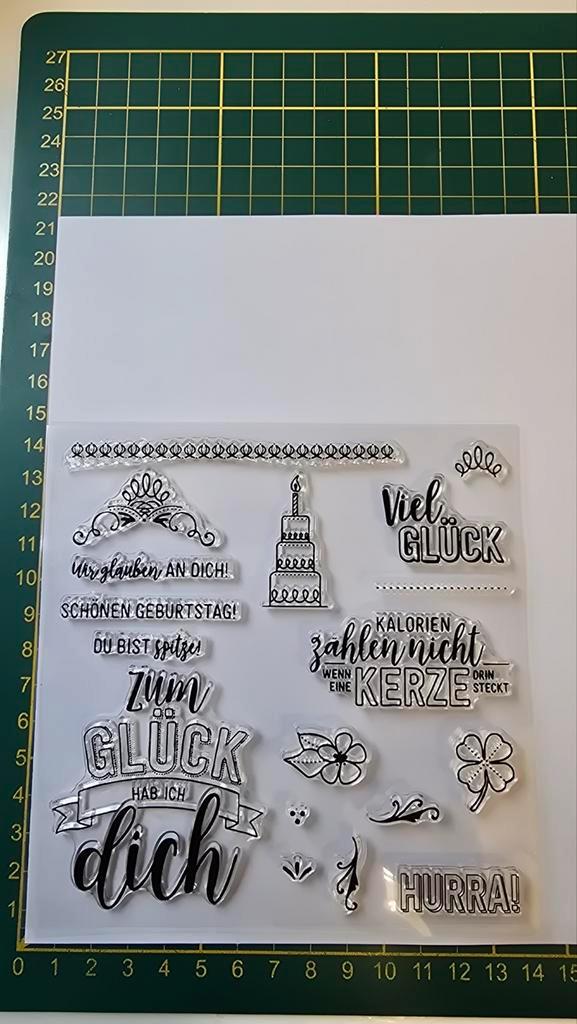 Stempelset duits, Hobby en Vrije tijd, Stempelen, Zo goed als nieuw, Clearstamp, Ophalen of Verzenden