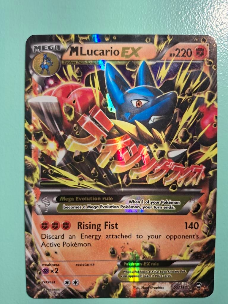 M Lucario EX - 55/111 Pokémonkaart, Ophalen of Verzenden, Gebruikt, Losse kaart