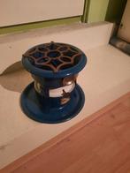 Beccon petrolblauw petroleumstel met onderbord., Antiek en Kunst, Ophalen of Verzenden