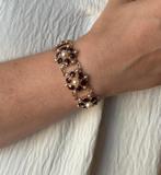 Granaten parel exclusieve 14k gouden dames armband vintage