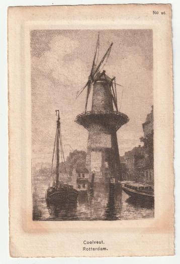 Gravure / ets ansicht molen Rotterdam Coolvest 1916 beschikbaar voor biedingen