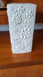 Retro hoge witte vaas vintage bloempot West Germany pot, Minder dan 50 cm, Ophalen of Verzenden, Wit, Zo goed als nieuw