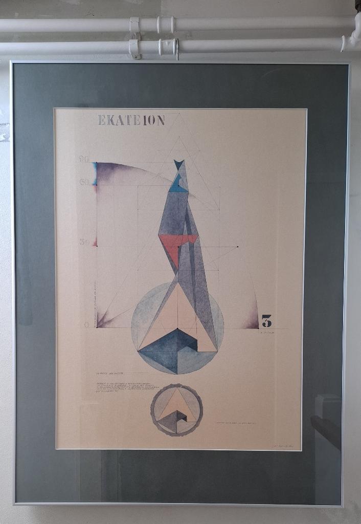 Aluminium lijst met reproductie in passe partout, Huis en Inrichting, Woonaccessoires | Lijsten, Gebruikt, 75 cm of meer, 100 tot 125 cm