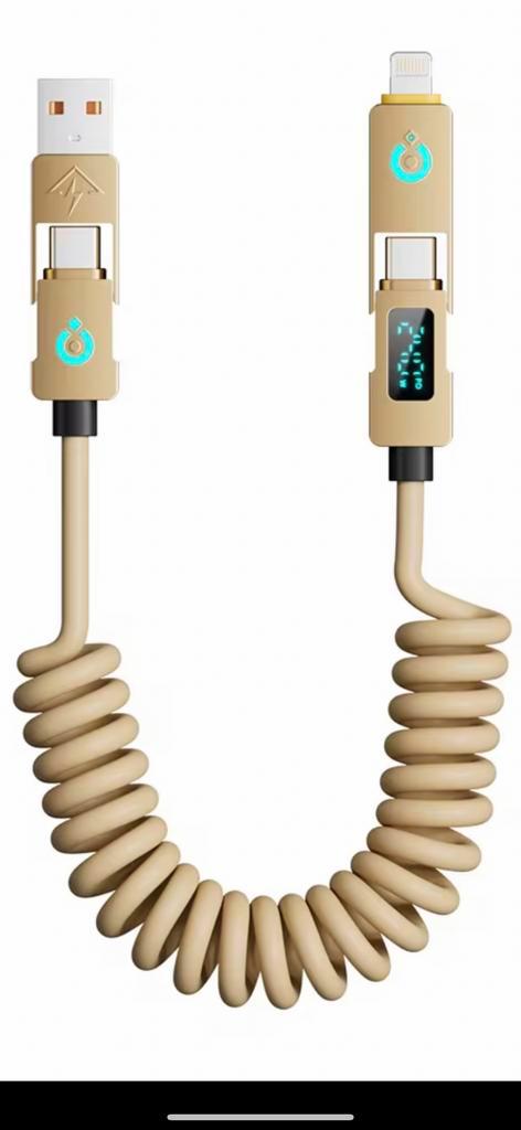 240W 4-in1 Oplaadkabel met Display voor alle telefoons, Telecommunicatie, Mobiele telefoons | Telefoon-opladers, Nieuw, Ophalen of Verzenden