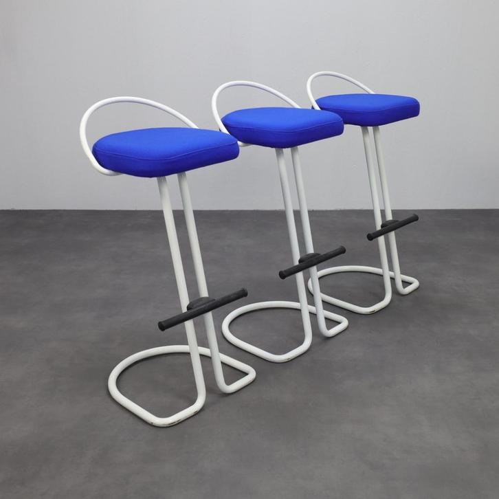 Set of 3 Postmodern Bar Stools, 1980s, Huis en Inrichting, Barkrukken, Gebruikt, 60 tot 90 cm, Metaal, 3 krukken, Ophalen