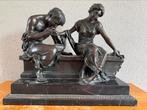 Prachtige bronzen beeld op marmeren sokkel gesigneerd, Ophalen of Verzenden, Brons
