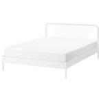 Ikea nesttun bed wit metaal 140x200, Huis en Inrichting, Slaapkamer | Bedden, Ophalen, Wit, Tweepersoons, 140 cm