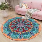 Oranje Mandala Rond Vloerkleed / Tapijt Mat Lotus India Yoga, Nieuw, Rond, Verzenden