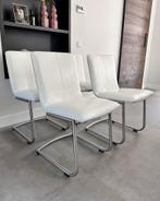 Vier wit lederen Henders en Hazel design stoelen rvs frame, Ophalen, Wit, Niet opgegeven, Zo goed als nieuw