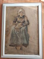 Schilderij: vrouw die koffie maalt, Ophalen of Verzenden