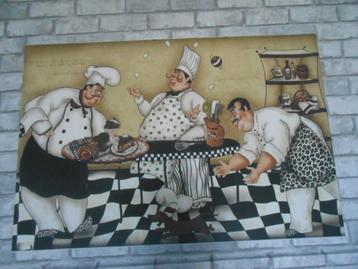 Canvas met print kok tafereel 76 x 51 cm beschikbaar voor biedingen