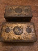 2 antieke blikken A.J. Kuijpers Meppeler vierkantjes, Ophalen of Verzenden