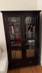 Retro Houten Vitrinekast, Ophalen, Gebruikt, 50 tot 100 cm, Met lade(s)