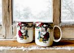 Set van 2 Vintage Kerstmokken Santa’s List Fitz & Floyd ‘90s, Overige typen, Ophalen of Verzenden, Zo goed als nieuw, Overige stijlen