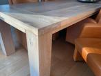 Massief Eiken Tafel + Leren Stoelen, 100 tot 150 cm, Eikenhout, 200 cm of meer, Ophalen of Verzenden