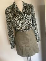 Panter print glans mintgroene Lofty Manner blouse mt XL L, Kleding | Dames, Blouses en Tunieken, Ophalen of Verzenden, Zo goed als nieuw