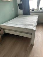 Bed 140x200 met lattenbodem, Gebruikt, 140 cm, Wit, Hout