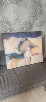 Schilderij abstract landschap met luxe blauwe lijst, Ophalen