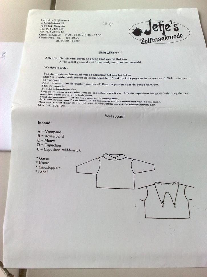 7 x Jetje's -Zelfmaakmode kinderpatronen(€1,50 per patroon), Hobby en Vrije tijd, Kledingpatronen, Nieuw, Kind, Overige merken