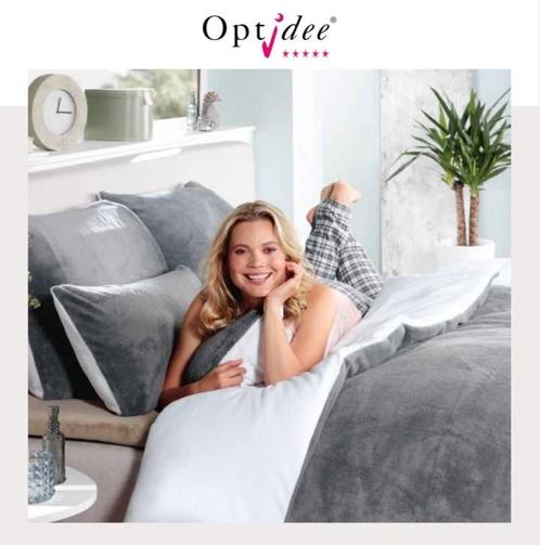 Optidee Pluche Dekbedovertrek 200x200, Huis en Inrichting, Slaapkamer | Beddengoed, Nieuw, Dekbedovertrek, Tweepersoons, Grijs