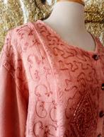 Geborduurde terracotta blouse uit India XL XXL, Nieuw, Ophalen of Verzenden, Maat 46/48 (XL) of groter