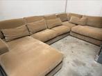 Beige u bank velvet beige champagne - gereinigd!!, Ophalen, Comfort, Gebruikt, Hoekbank