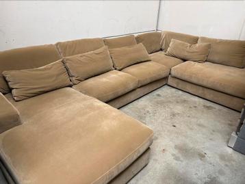 Beige u bank velvet beige champagne - gereinigd!! beschikbaar voor biedingen