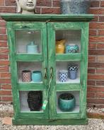 Indiaas kastje indiase kast vitrinekast vintage groen PTMD, Huis en Inrichting, Kasten | Vitrinekasten, Ophalen, 50 tot 100 cm