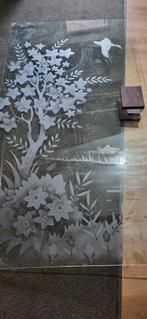 Glazen deur met gegraveerd design, Antiek en Kunst, Antiek | Glas en Kristal, Ophalen