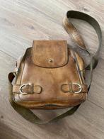 Mooie vintage leren schoudertas past bij een retro outfit, Ophalen of Verzenden, Gebruikt, Bruin, Leer