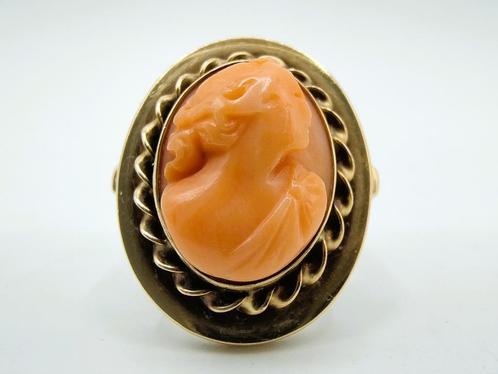 Gouden ring met camee, 17 mm, Sieraden, Tassen en Uiterlijk, Ringen, Zo goed als nieuw, Dame, 17 tot 18, Goud, Goud, Verzenden