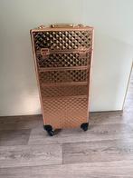 Cosmetica koffer rozegoud XL 4 etages 80cm, Uitschuifbare handgreep, Hard kunststof, Ophalen of Verzenden, Zo goed als nieuw