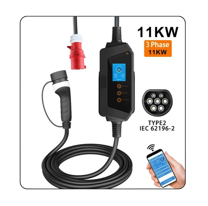 11kW CEE Type 2 Fase 3 - 16A Mobiele Laadkabel Autolader, Auto diversen, Overige Auto diversen, Verzenden
