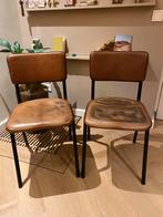2 Goossens Chaplin stoelen, cognac leer, Huis en Inrichting, Ophalen, Gebruikt, Twee, Bruin