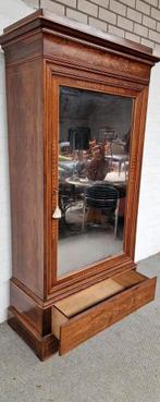 Antieke linnenkast oud vintage spiegelkast houtinleg, Antiek en Kunst, Ophalen