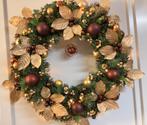 Mooie uniek grote goud brons kerstkrans met verlichting 60cm, Huis en Inrichting, Woonaccessoires | Kransen, Ophalen of Verzenden