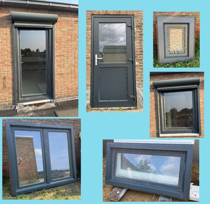 Diverse maten kunststof kozijnen en 1 tuindeur, Doe-het-zelf en Verbouw, Kozijnen en Schuifpuien, Gebruikt, Raamkozijn, Kunststof