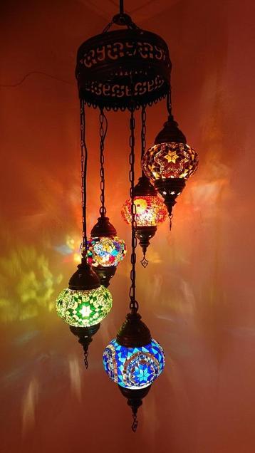 Oosterse Arabische kroonluchter hanglamp glasmozaiek set 5 beschikbaar voor biedingen