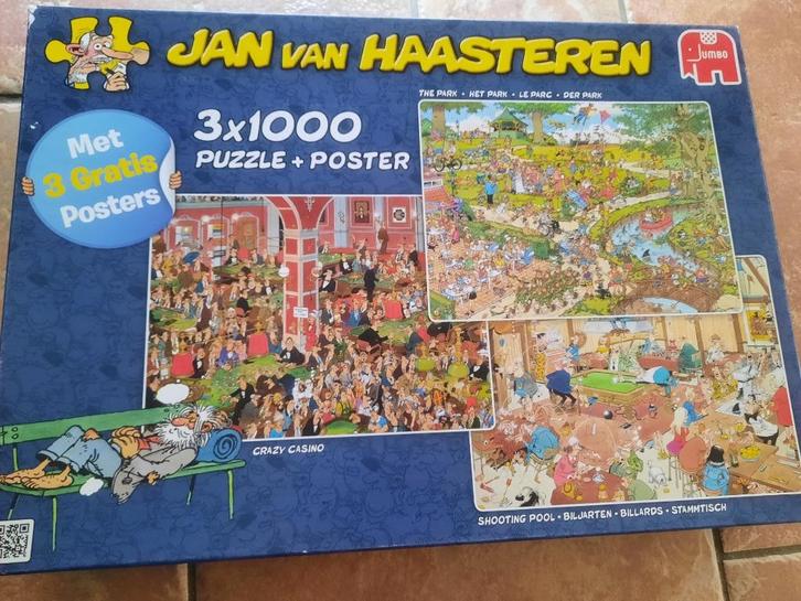 Jan van Haasteren 3x1000st, Hobby en Vrije tijd, Denksport en Puzzels, Zo goed als nieuw, Legpuzzel, 500 t/m 1500 stukjes, Verzenden