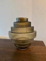 Ribbel glas vaas kleur bruin/groen, Ophalen, Minder dan 50 cm, Groen, Glas