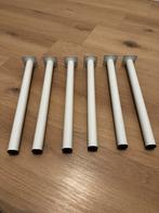 6 witte metalen tafelpoten, Huis en Inrichting, Tafelonderdelen, Tafelpoot, Minder dan 50 cm, 50 tot 100 cm, Rond