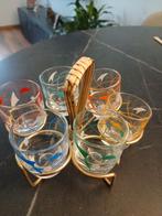Vintage likeurglaasjes met houder, Antiek en Kunst, Antiek | Glas en Kristal, Ophalen of Verzenden