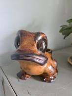 vintage keramische kikker bloempot bruin, Gebruikt, Overige kleuren, Aardewerk of Porselein, Ophalen of Verzenden