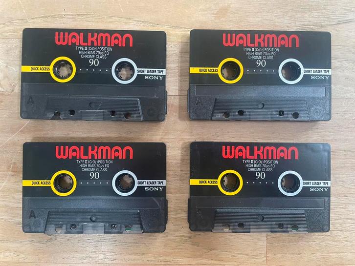 4 Sony Walkman C90 bandjes, Cd's en Dvd's, Cassettebandjes, Gebruikt, Overige genres, 2 t/m 25 bandjes, Ophalen of Verzenden