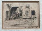 klein kunstwerk ets Hendrik de Laat steeg gravure, Antiek en Kunst, Ophalen of Verzenden