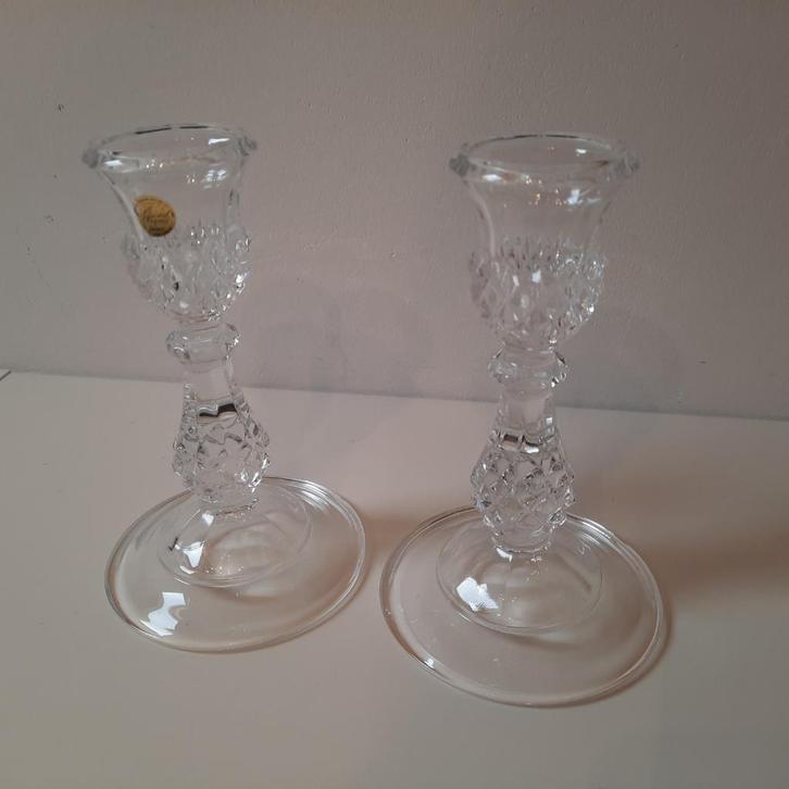2x Cristal d'Arques Durand kandelaars Crystal, Antiek en Kunst, Antiek | Glas en Kristal, Ophalen of Verzenden