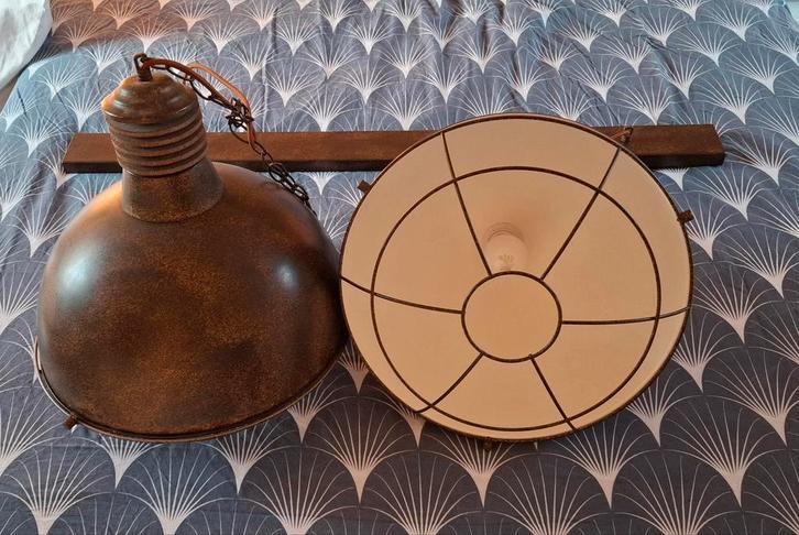 industriële hanglamp, Huis en Inrichting, Lampen | Hanglampen, Zo goed als nieuw, Minder dan 50 cm, Metaal, Ophalen
