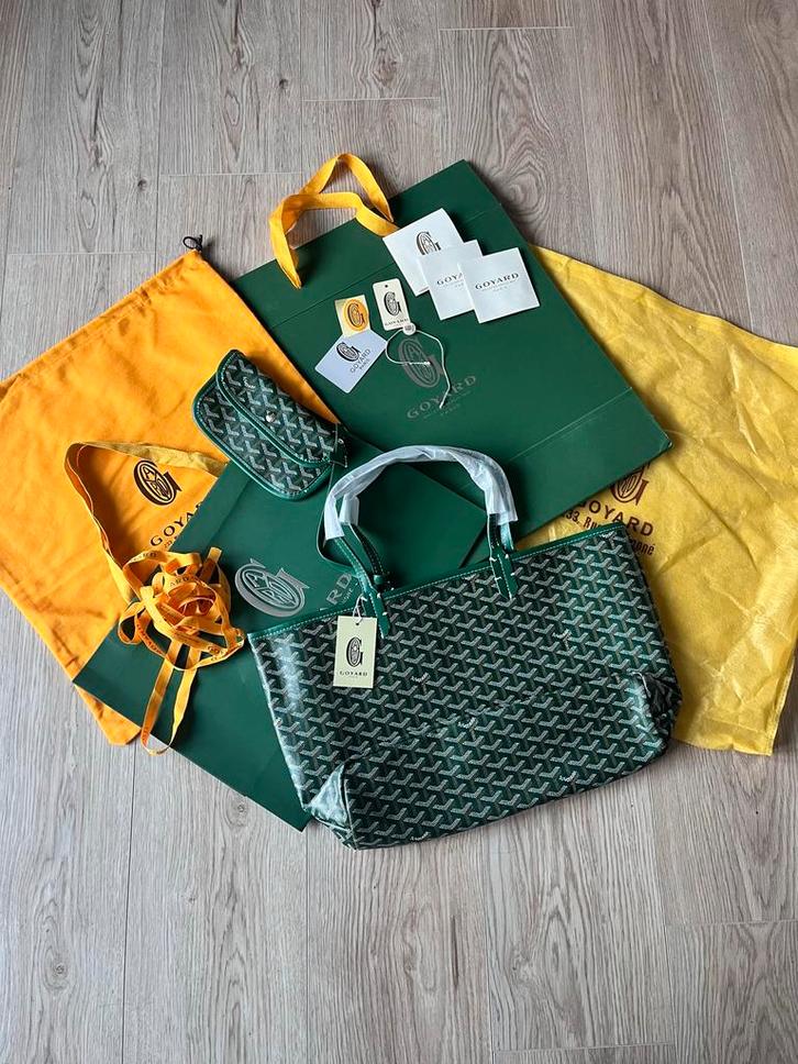 Goyard Tas - Groen - Dames, Sieraden, Tassen en Uiterlijk, Tassen | Damestassen, Zo goed als nieuw, Handtas, Groen, Ophalen of Verzenden